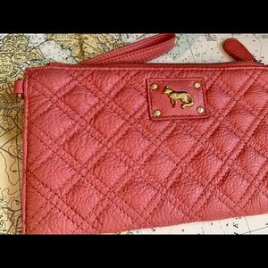 Emma Fox Leather Pink Quilted Zip Wristlet/Clutch